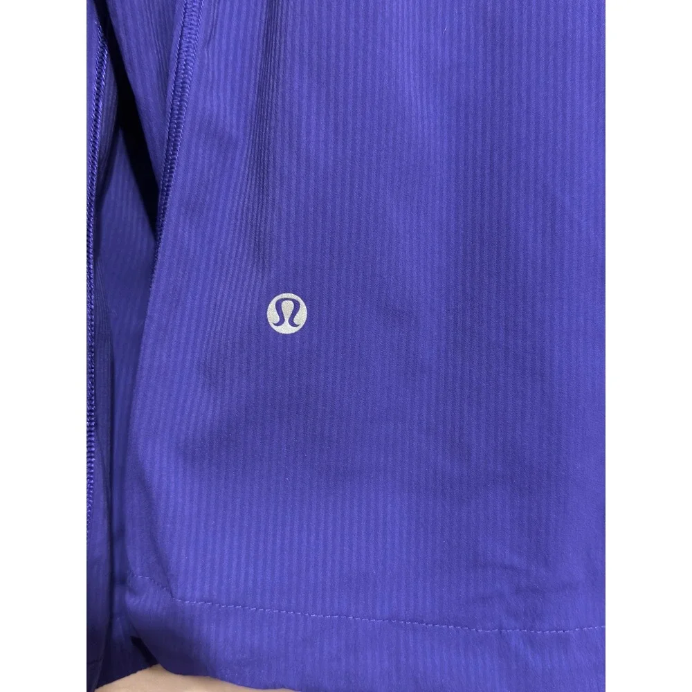 Lululemon In Stride Jacket Royal Purple Ribbed Pleated Back Full Zip Size 8